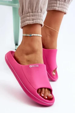 New Lekkie Klapki Damskie Big Star NN274A041 Fuksja Damskie Klapki Damskie Big Star|Klapki Basenowe