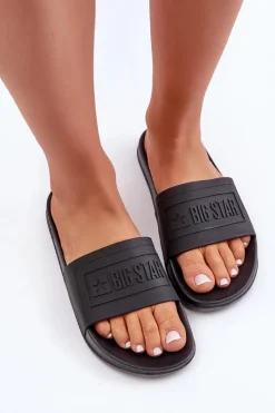 Best Big Star Shoes Lekkie Klapki Damskie Big Star OO274044 Czarne Czarny