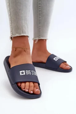 New Big Star Shoes Lekkie Klapki Damskie Big Star NN274A658 Granatowe