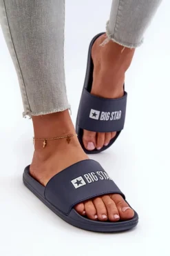 New Big Star Shoes Lekkie Klapki Damskie Big Star NN274A658 Granatowe