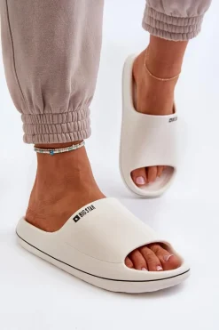 Sale Lekkie Klapki Damskie Big Star NN274A043 Białe Damskie Klapki Damskie Big Star|Klapki Basenowe