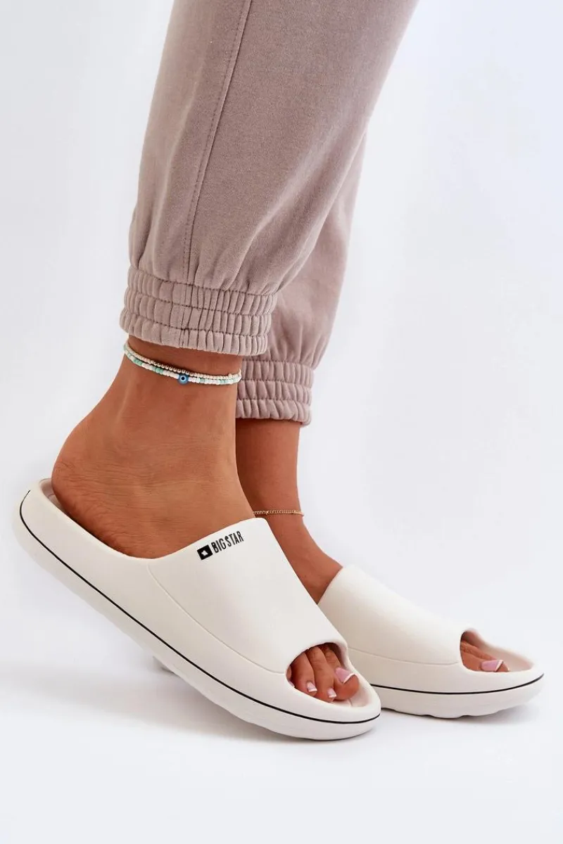 Sale Lekkie Klapki Damskie Big Star NN274A043 Białe Damskie Klapki Damskie Big Star|Klapki Basenowe
