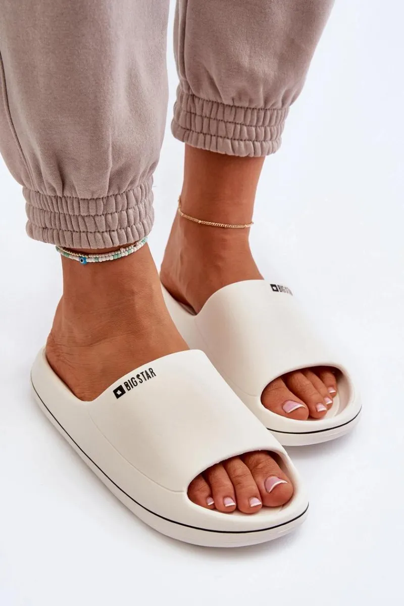 Sale Lekkie Klapki Damskie Big Star NN274A043 Białe Damskie Klapki Damskie Big Star|Klapki Basenowe