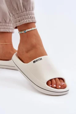 Sale Lekkie Klapki Damskie Big Star NN274A043 Białe Damskie Klapki Damskie Big Star|Klapki Basenowe