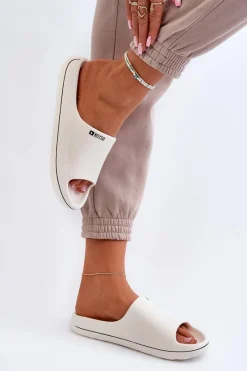 Sale Lekkie Klapki Damskie Big Star NN274A043 Białe Damskie Klapki Damskie Big Star|Klapki Basenowe