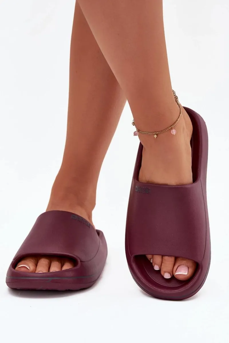 Klapki Damskie Big Star|Klapki Basenowe>Big Star Shoes Lekkie Klapki Damskie Big Star SS274422 Bordowe Czerwony