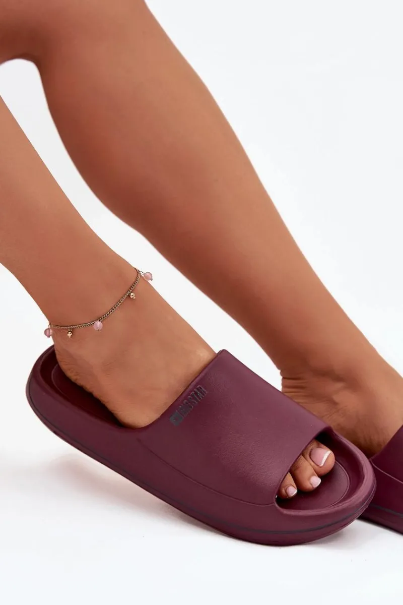 Klapki Damskie Big Star|Klapki Basenowe>Big Star Shoes Lekkie Klapki Damskie Big Star SS274422 Bordowe Czerwony