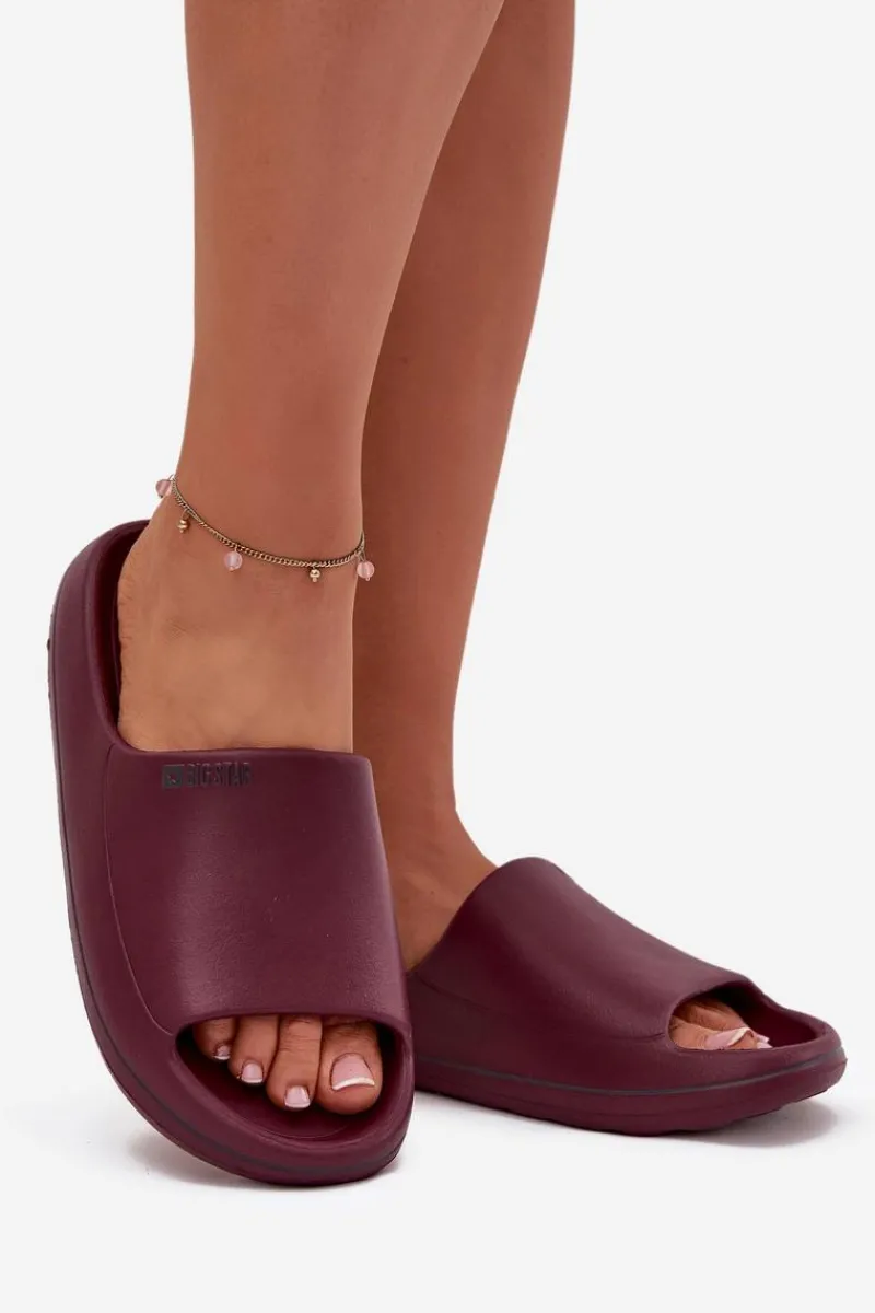 Klapki Damskie Big Star|Klapki Basenowe>Big Star Shoes Lekkie Klapki Damskie Big Star SS274422 Bordowe Czerwony