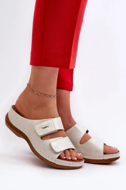 New Lekkie Klapki Damskie Z Eko Skóry Srebrne Frellia Damskie Klapki Damskie Klasyczne