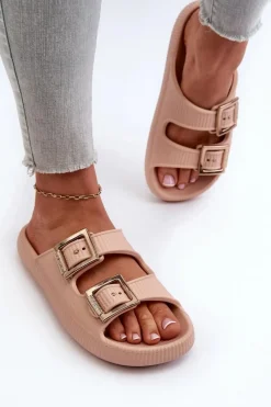 Klapki Damskie Klasyczne></noscript>ZAXY Lekkie Klapki Damskie LL285087 Beżowe Beżowy