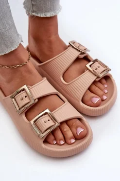 Klapki Damskie Klasyczne></noscript>ZAXY Lekkie Klapki Damskie LL285087 Beżowe Beżowy