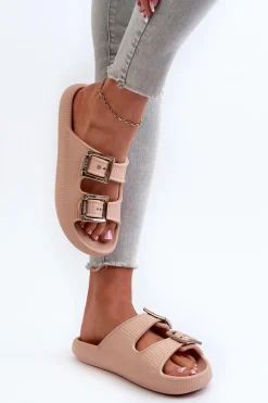 Klapki Damskie Klasyczne></noscript>ZAXY Lekkie Klapki Damskie LL285087 Beżowe Beżowy