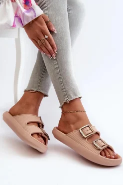 Klapki Damskie Klasyczne></noscript>ZAXY Lekkie Klapki Damskie LL285087 Beżowe Beżowy