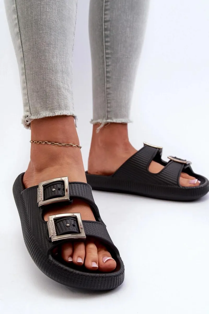 Best Lekkie Klapki Damskie LL285088 Czarne Damskie Klapki Damskie Klasyczne