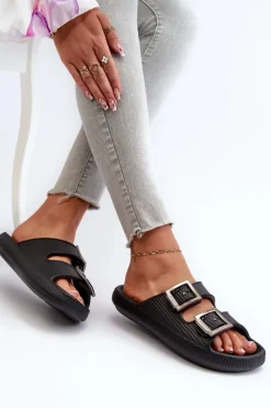 Best Lekkie Klapki Damskie LL285088 Czarne Damskie Klapki Damskie Klasyczne