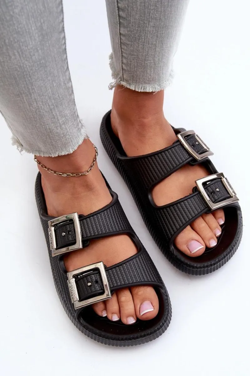 Best Lekkie Klapki Damskie LL285088 Czarne Damskie Klapki Damskie Klasyczne