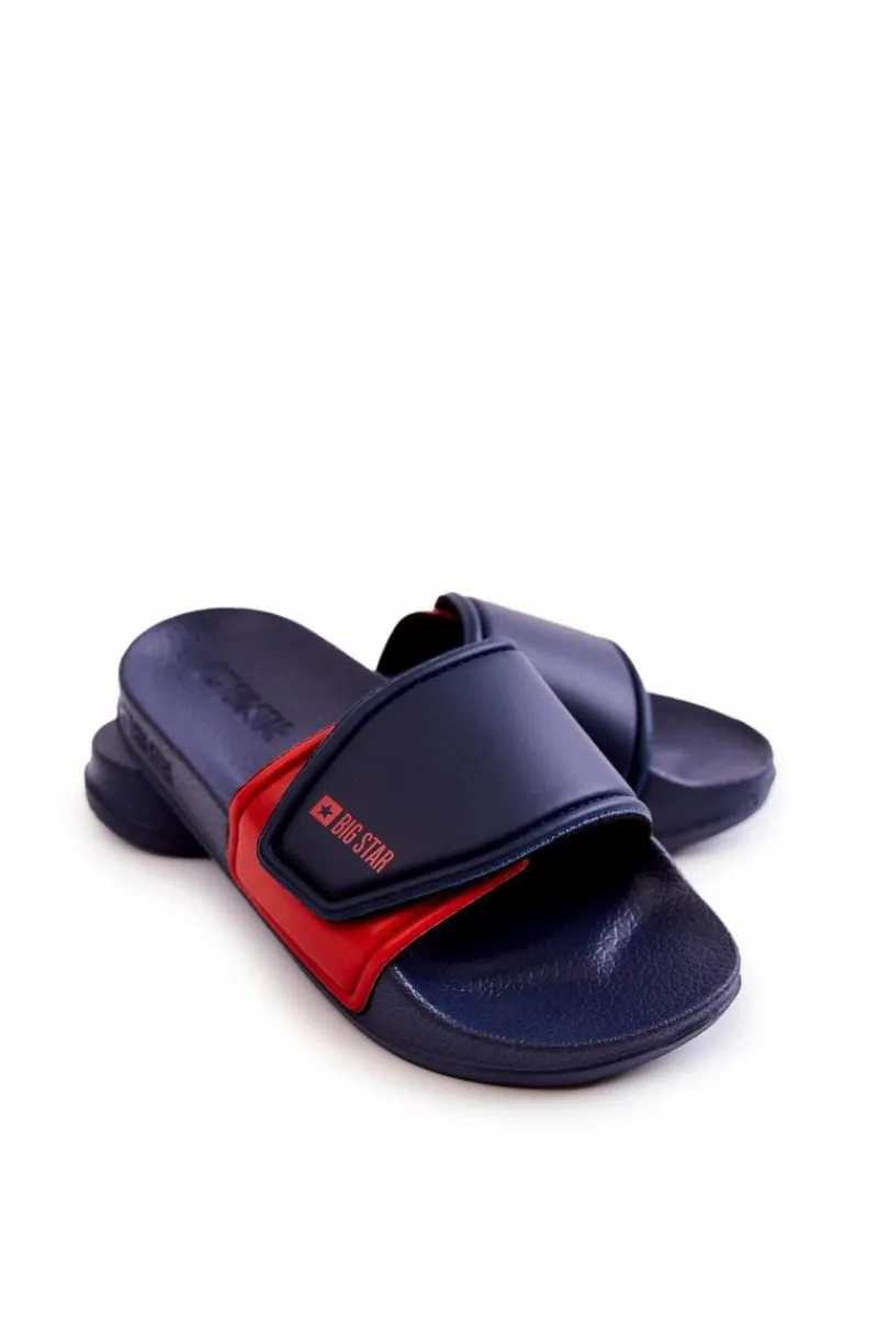 Sale Big Star Shoes Lekkie Klapki Dziecięce Big Star JJ374351 Granatowe