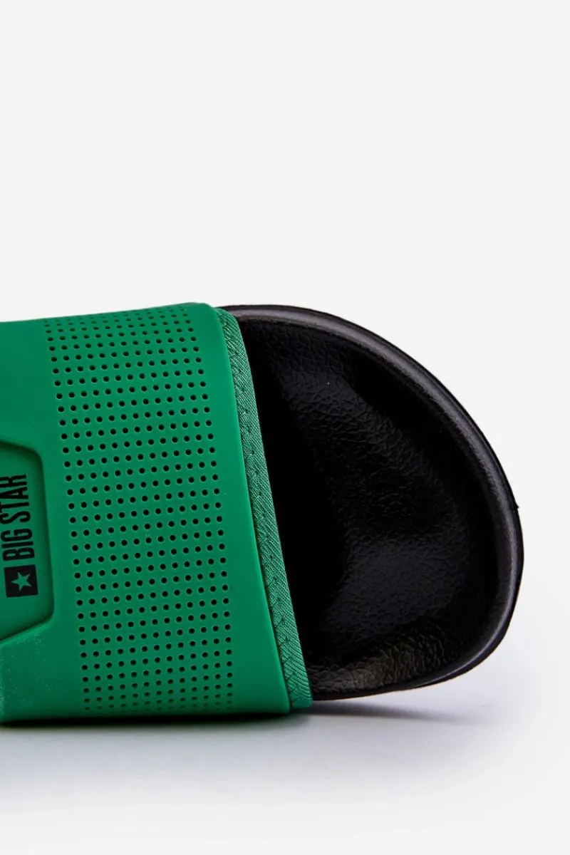 Klapki Męskie Big Star|Klapki Męskie Klasyczne>Big Star Shoes Lekkie Klapki Męskie Big Star NN174693 Zielone