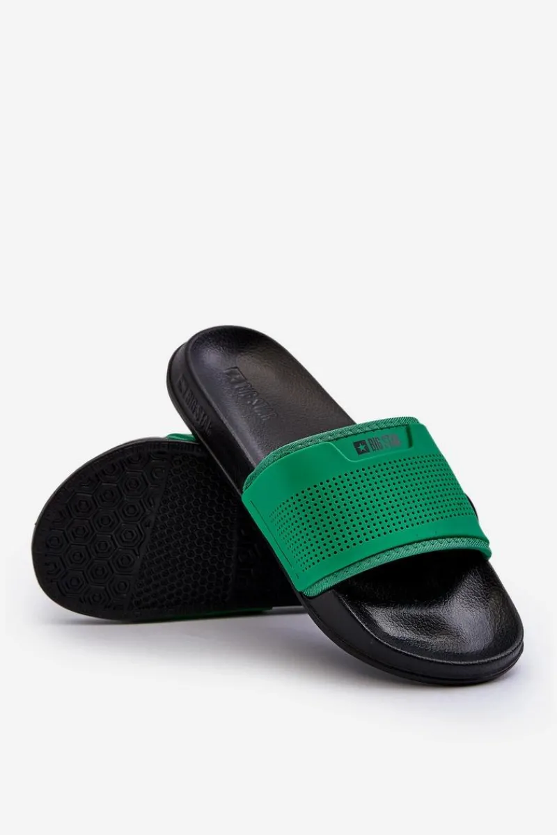 Klapki Męskie Big Star|Klapki Męskie Klasyczne>Big Star Shoes Lekkie Klapki Męskie Big Star NN174693 Zielone