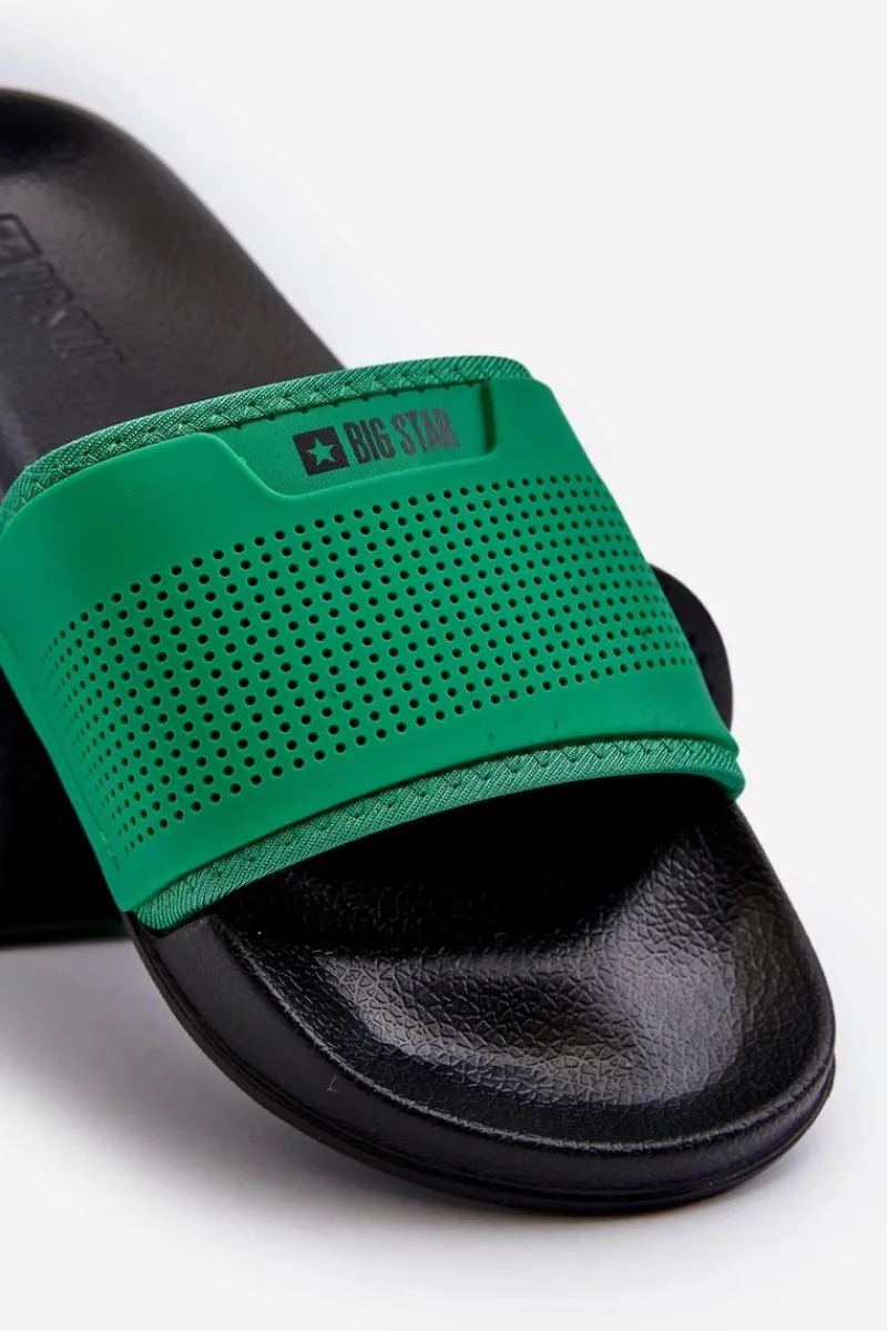 Klapki Męskie Big Star|Klapki Męskie Klasyczne>Big Star Shoes Lekkie Klapki Męskie Big Star NN174693 Zielone