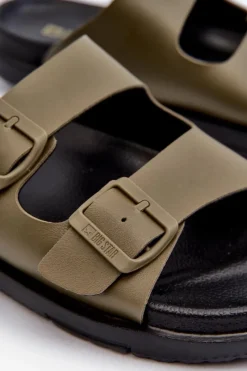 Online Lekkie Klapki Męskie Z Klamrami Big Star NN174592 Ciemnozielone Męskie Klapki Męskie Big Star|Klapki Męskie Klasyczne