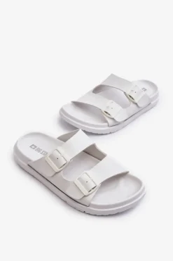 Hot Lekkie Klapki Męskie Z Klamrami Big Star NN174594 Białe Męskie Klapki Męskie Big Star|Klapki Męskie Klasyczne