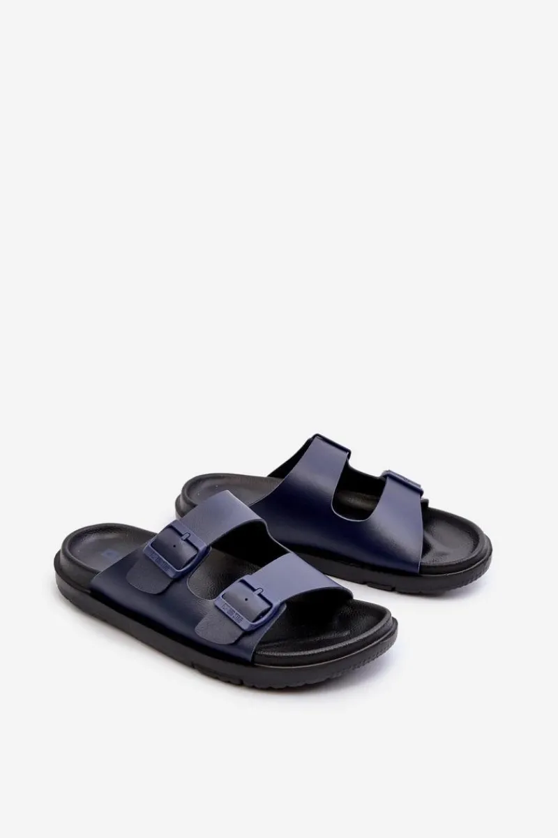 Klapki Męskie Big Star|Klapki Męskie Klasyczne>Big Star Shoes Lekkie Klapki Męskie Z Klamrami Big Star NN174593 Granatowe Niebieski