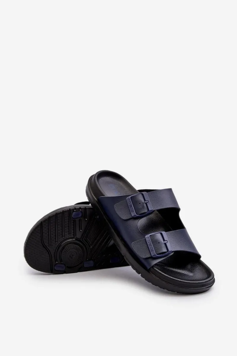 Klapki Męskie Big Star|Klapki Męskie Klasyczne>Big Star Shoes Lekkie Klapki Męskie Z Klamrami Big Star NN174593 Granatowe Niebieski