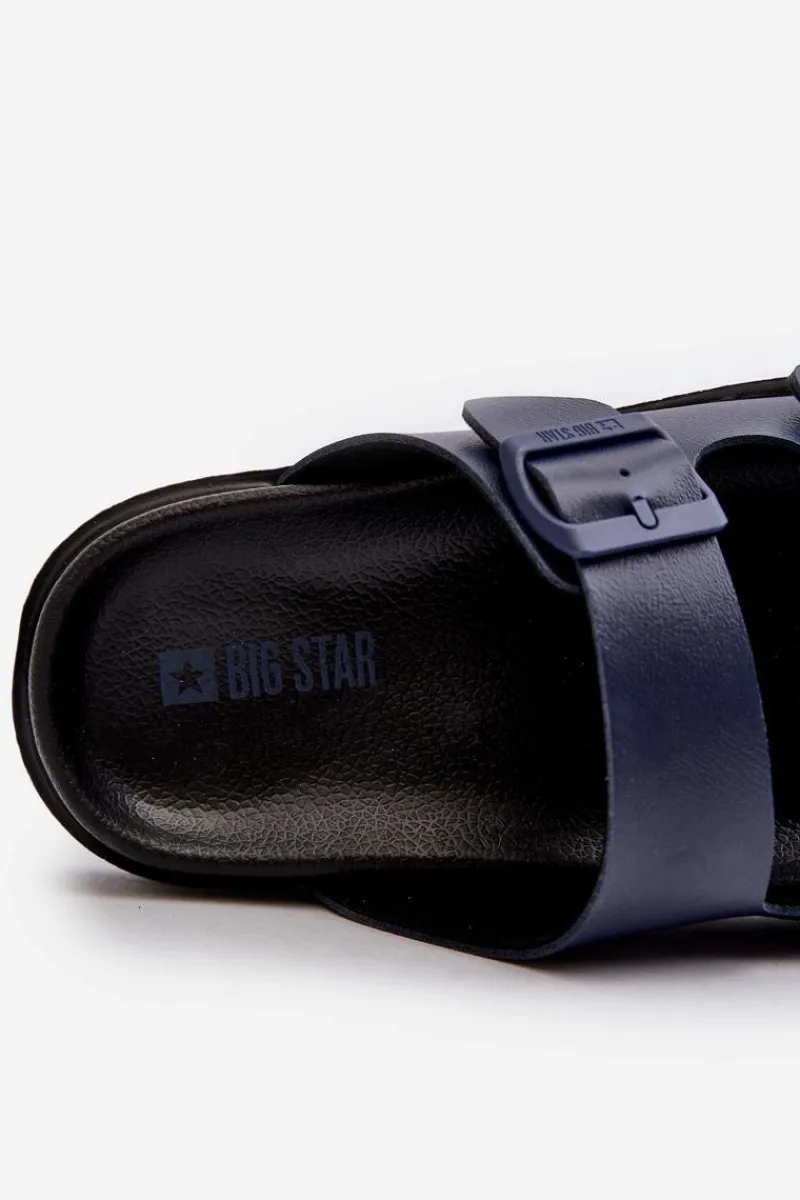 Klapki Męskie Big Star|Klapki Męskie Klasyczne>Big Star Shoes Lekkie Klapki Męskie Z Klamrami Big Star NN174593 Granatowe Niebieski