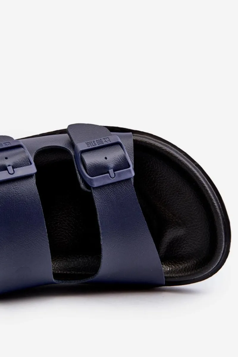 Klapki Męskie Big Star|Klapki Męskie Klasyczne>Big Star Shoes Lekkie Klapki Męskie Z Klamrami Big Star NN174593 Granatowe Niebieski