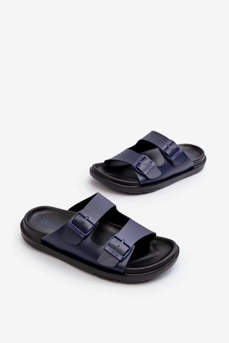 Klapki Męskie Big Star|Klapki Męskie Klasyczne>Big Star Shoes Lekkie Klapki Męskie Z Klamrami Big Star NN174593 Granatowe Niebieski