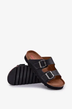 Sale Lekkie Klapki Męskie Z Klamrami Eko Skóra Big Star NN174531 Czarne Męskie Klapki Męskie Big Star|Klapki Męskie Klasyczne