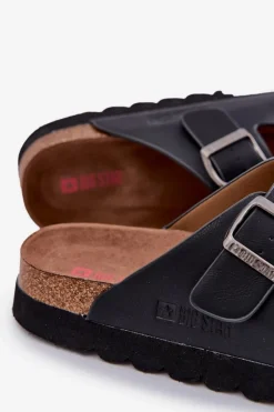 Sale Lekkie Klapki Męskie Z Klamrami Eko Skóra Big Star NN174531 Czarne Męskie Klapki Męskie Big Star|Klapki Męskie Klasyczne