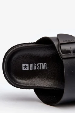 Clearance Big Star Shoes Lekkie Klapki Męskie Z Klamrami Big Star NN174597 Czarne Czarny