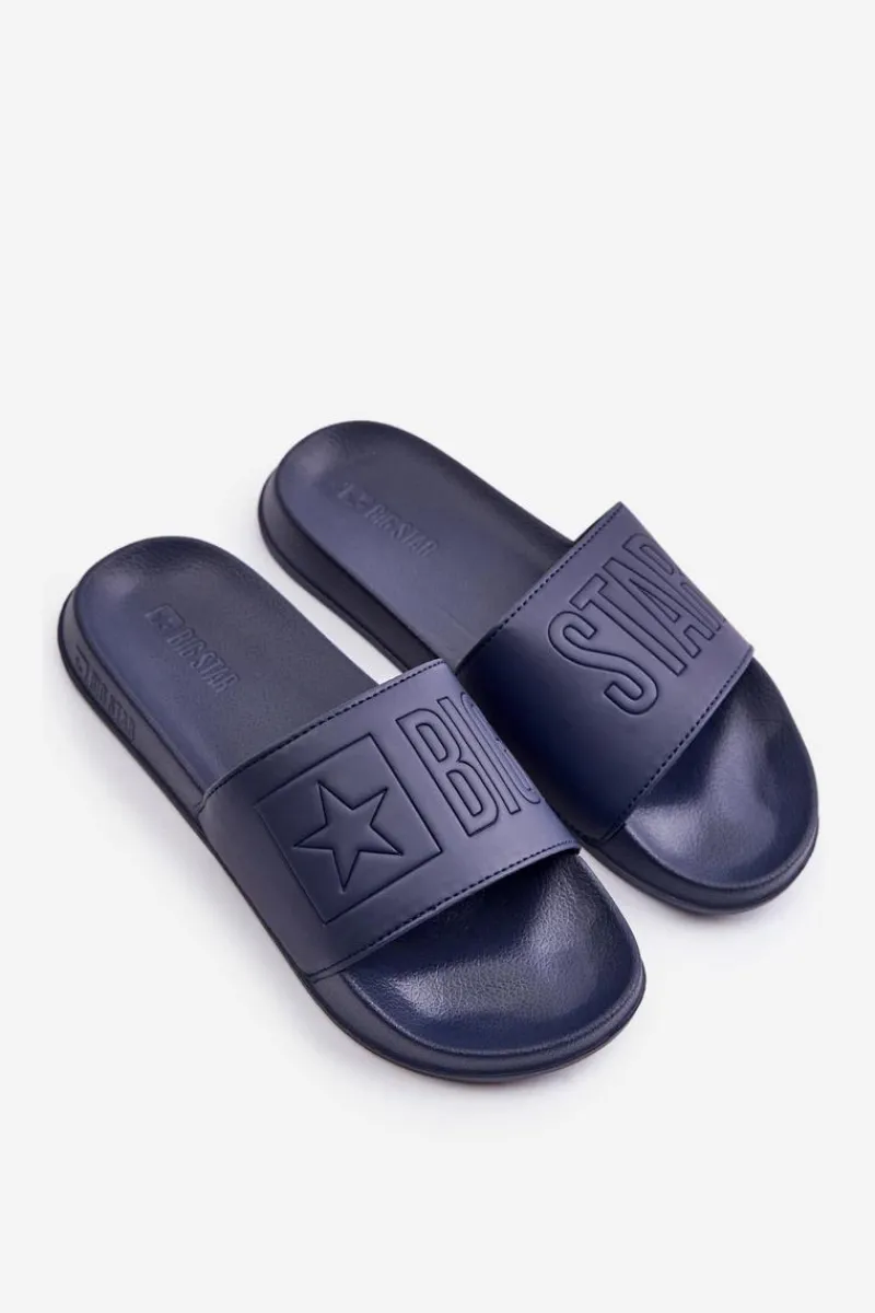 Sale Lekkie Klapki Męskie Z Logo Big Star OO174031 Granatowe Męskie Klapki Męskie Big Star|Klapki Męskie Klasyczne