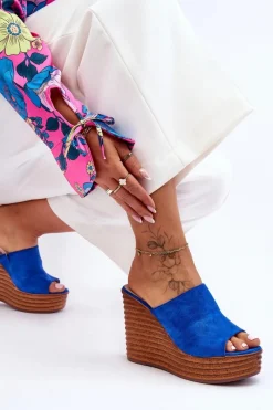 Outlet Lekkie Klapki Na Masywnej Platformie Niebieskie Good Vibe Damskie Klapki Na Koturnie|Klapki Na Platformie