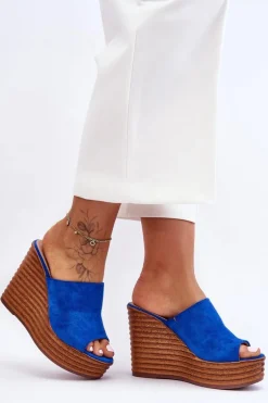 Outlet Lekkie Klapki Na Masywnej Platformie Niebieskie Good Vibe Damskie Klapki Na Koturnie|Klapki Na Platformie