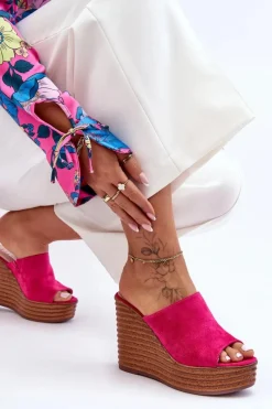 Klapki Na Koturnie|Klapki Na Platformie>Boto Lekkie Klapki Na Masywnej Platformie Fuksja Good Vibe