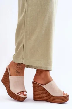 Klapki Na Koturnie|Klapki Na Platformie></noscript>Boto Lekkie Klapki Na Masywnej Platformie Beżowe Good Vibe