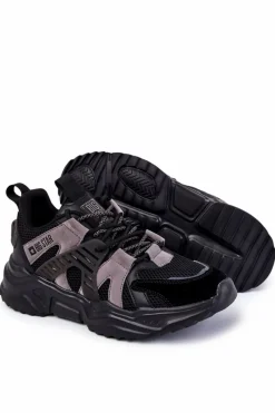 Obuwie Sportowe Męskie>Big Star Shoes Lekkie Męskie Sportowe Buty Big Star KK174054 Czarne Czarny