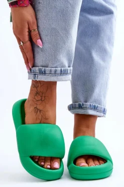 Clearance Boto Lekkie Piankowe Damskie Klapki Na Platformie Zielone Milton Zielony