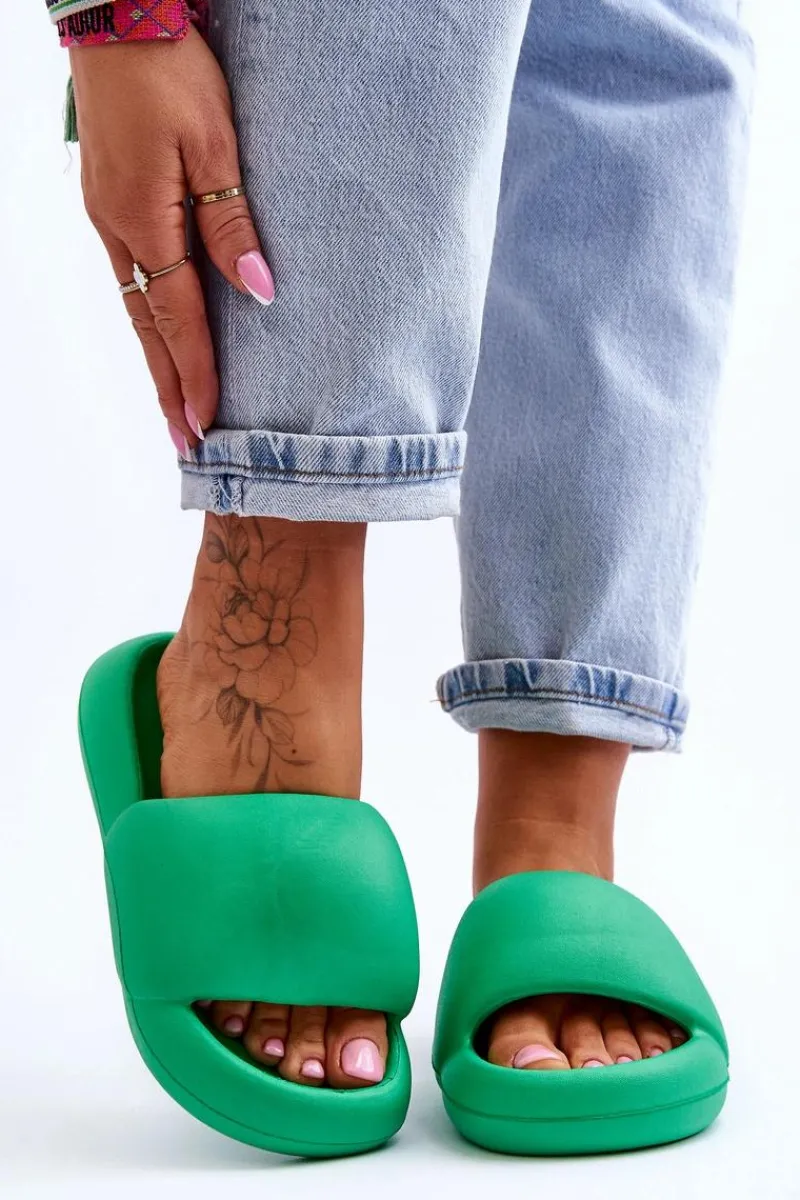 Clearance Boto Lekkie Piankowe Damskie Klapki Na Platformie Zielone Milton Zielony