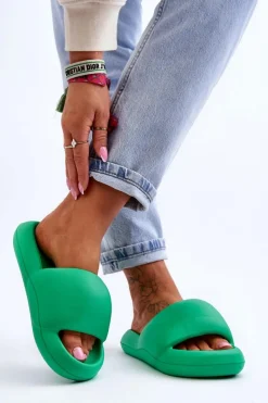 Clearance Boto Lekkie Piankowe Damskie Klapki Na Platformie Zielone Milton Zielony