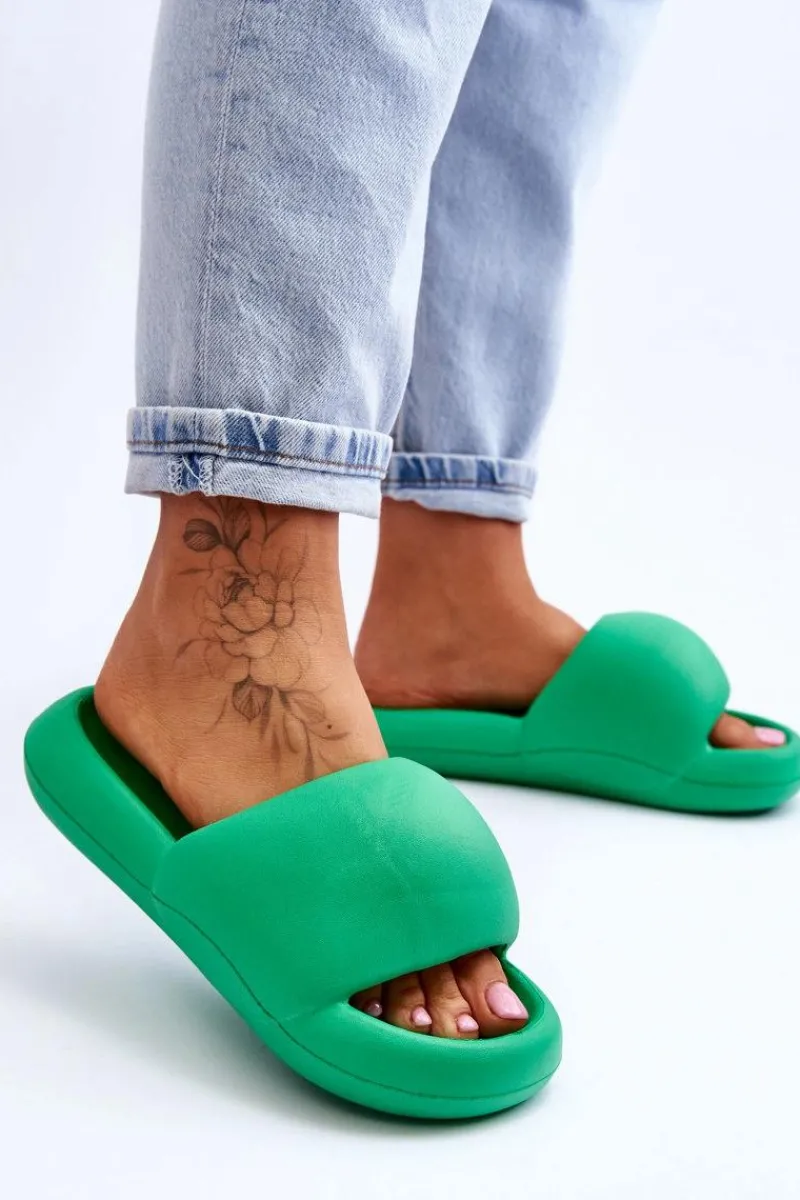 Clearance Boto Lekkie Piankowe Damskie Klapki Na Platformie Zielone Milton Zielony