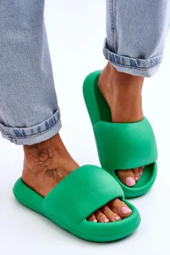 Clearance Boto Lekkie Piankowe Damskie Klapki Na Platformie Zielone Milton Zielony