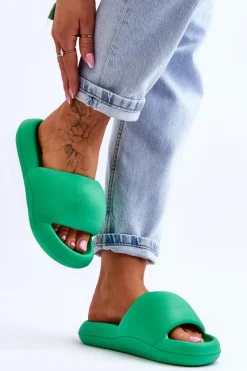 Clearance Boto Lekkie Piankowe Damskie Klapki Na Platformie Zielone Milton Zielony