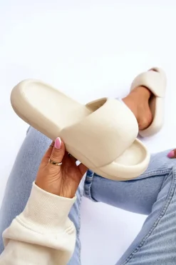 Klapki Na Platformie>Boto Lekkie Piankowe Damskie Klapki Na Platformie Beżowe Milton