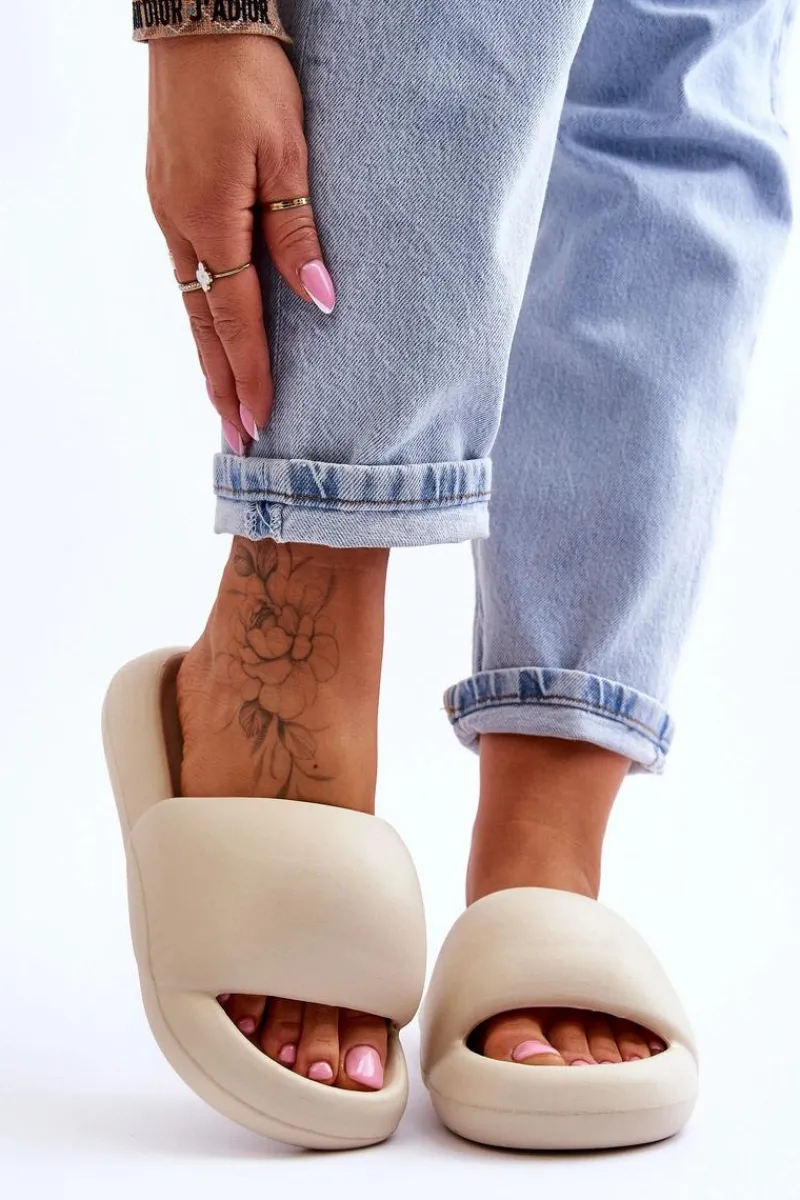 Klapki Na Platformie>Boto Lekkie Piankowe Damskie Klapki Na Platformie Beżowe Milton