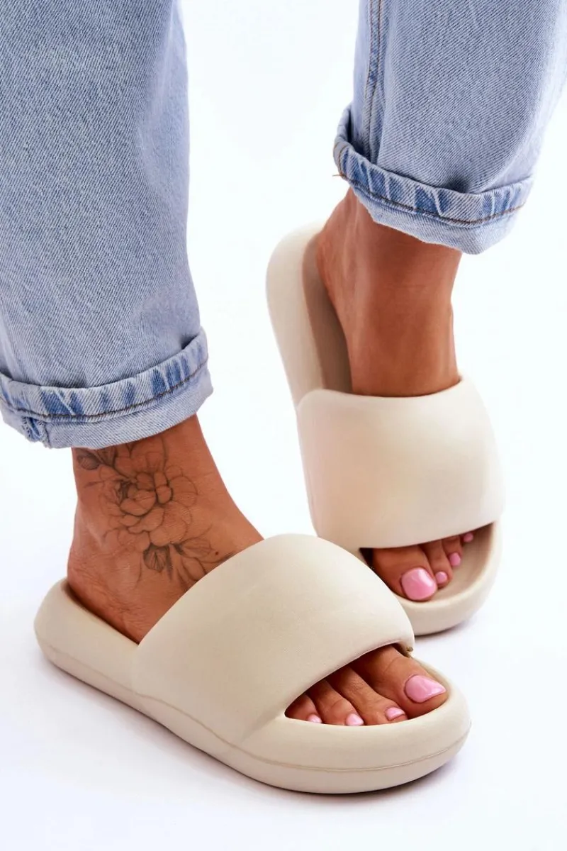 Klapki Na Platformie>Boto Lekkie Piankowe Damskie Klapki Na Platformie Beżowe Milton