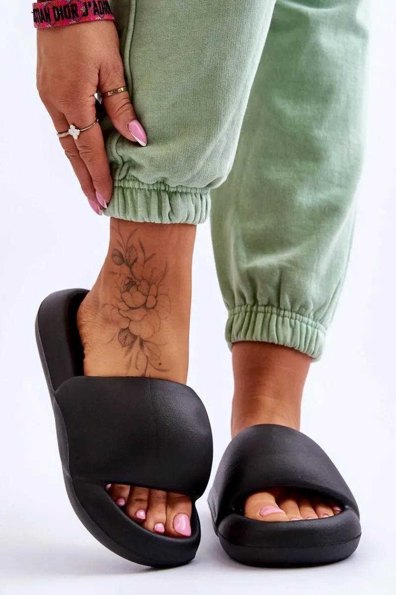 Outlet Boto Lekkie Piankowe Damskie Klapki Na Platformie Czarne Milton